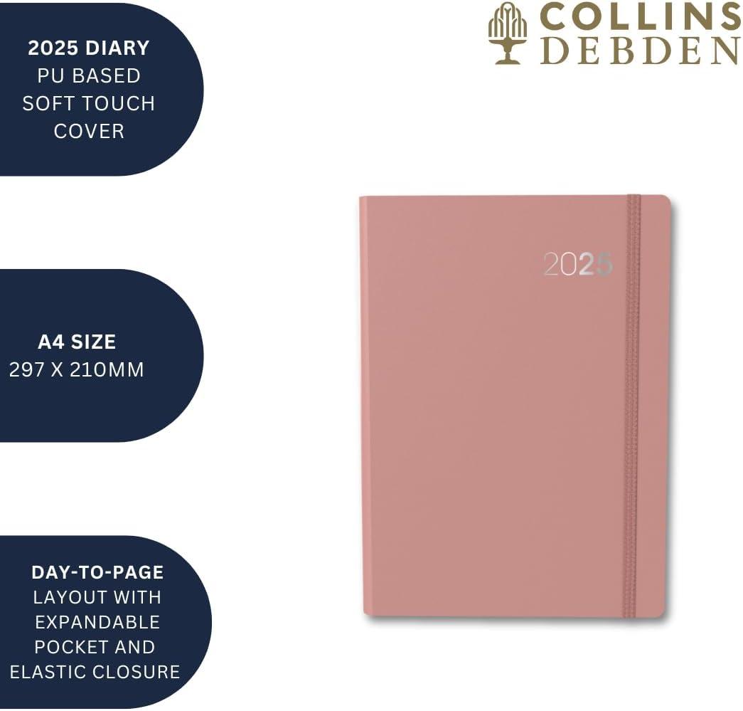 image:imageCollins Legacy 2025 Planner A4 Day To Page Diary with Appointments Black CL419925 Professional Daily Planner with Soft Touch CoverBlue