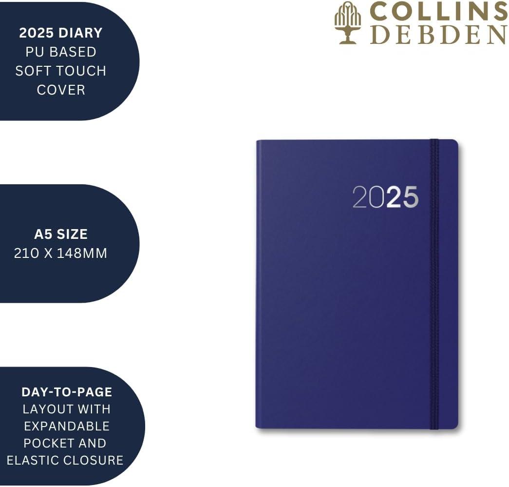 image:imageCollins Legacy 2025 Planner A4 Day To Page Diary with Appointments Black CL419925 Professional Daily Planner with Soft Touch CoverBlue