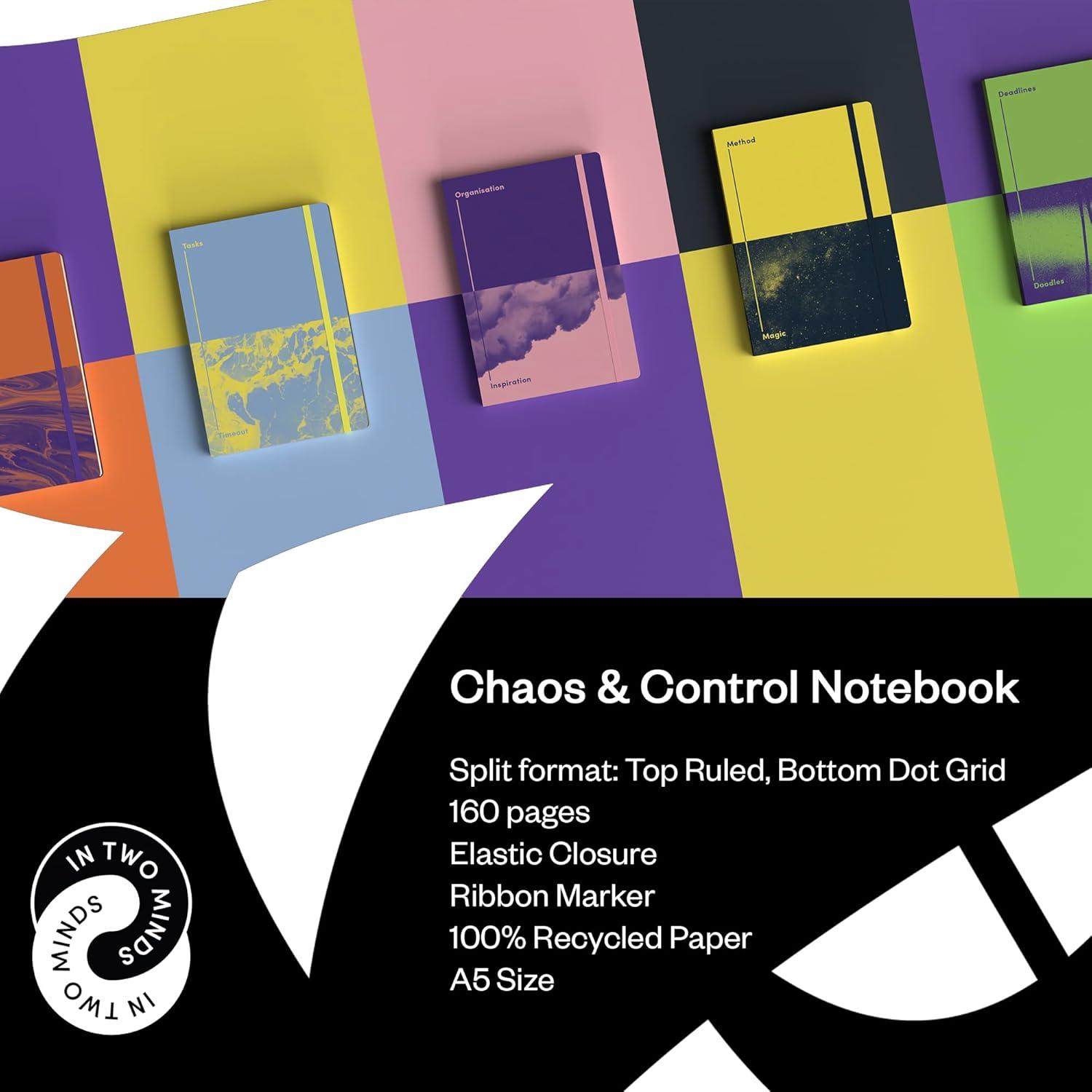 image:imageJumble amp Co Chaos amp Control A5 Ruled Notebook Organisation amp Inspiration 100 Recycled Paper PurplePinkYellow Black