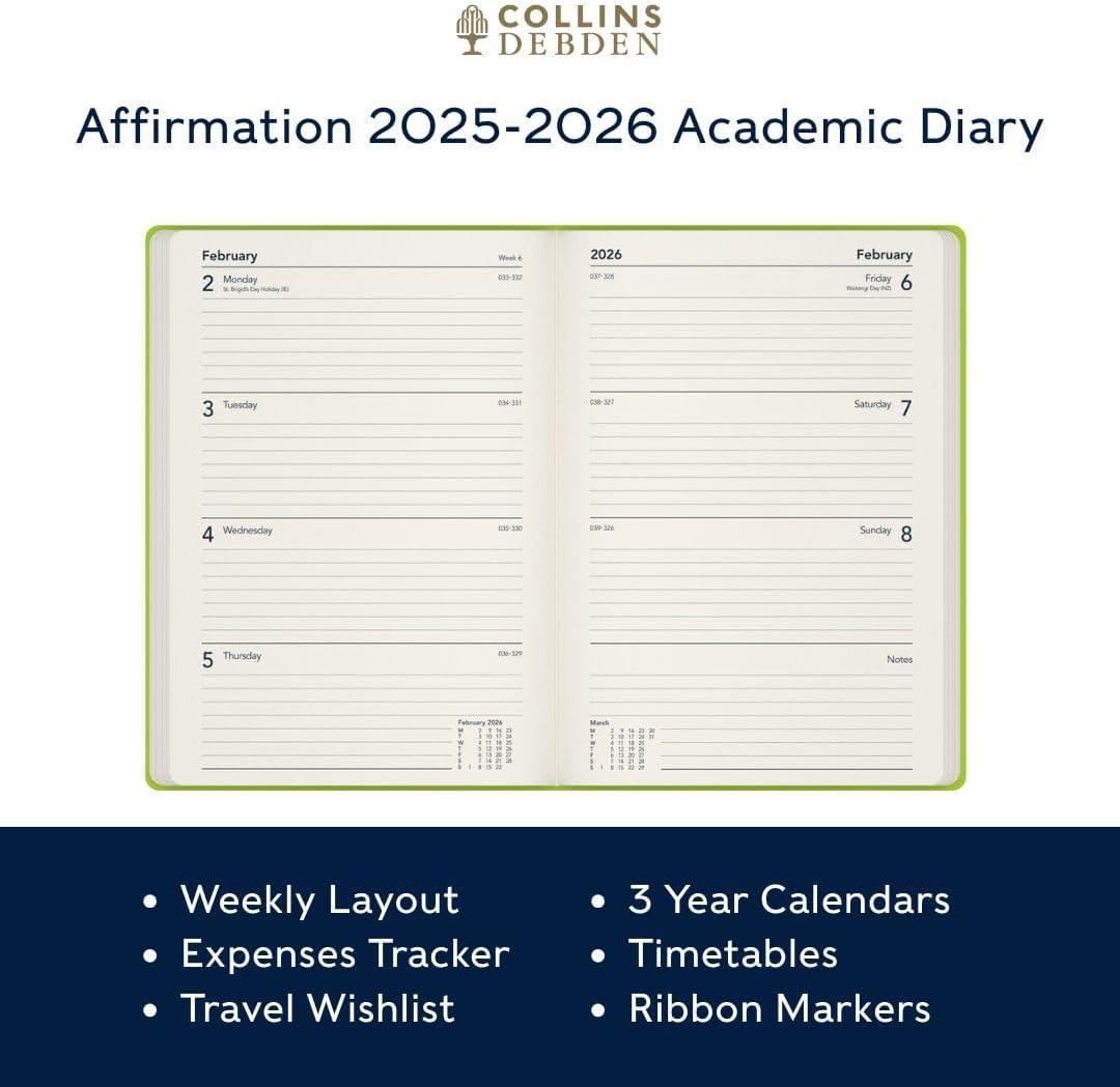image:imageCollins Affirmation 14 Month Planner July 2025August 2026 WeektoView Diary A5 Hard Cover Green