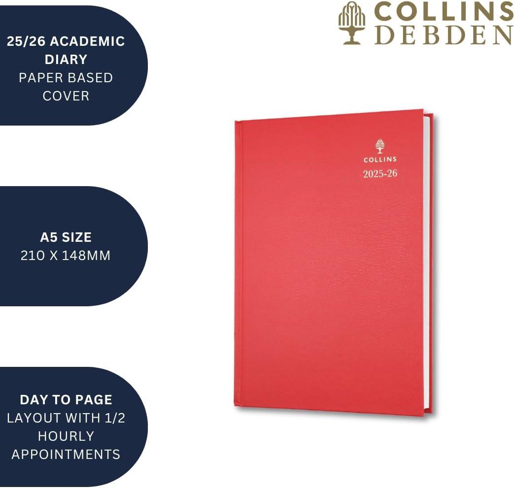 image:imageCollins Desk 13 Month MidAcademic Year Planner July 2025July 202644M602526 DaytoPage Appointments Diary A4 Hard Cover BlueBlack