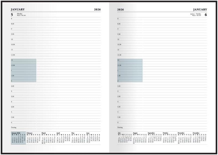 image:imageCollins Desk 13 Month MidAcademic Year Planner July 2025July 202644M602526 DaytoPage Appointments Diary A4 Hard Cover BlueBlack