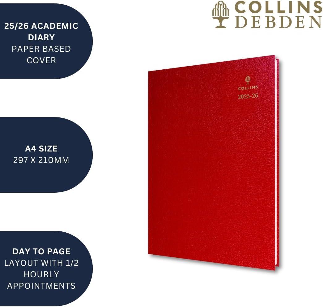image:imageCollins Desk 13 Month MidAcademic Year Planner July 2025July 202644M602526 DaytoPage Appointments Diary A4 Hard Cover BlueBlack