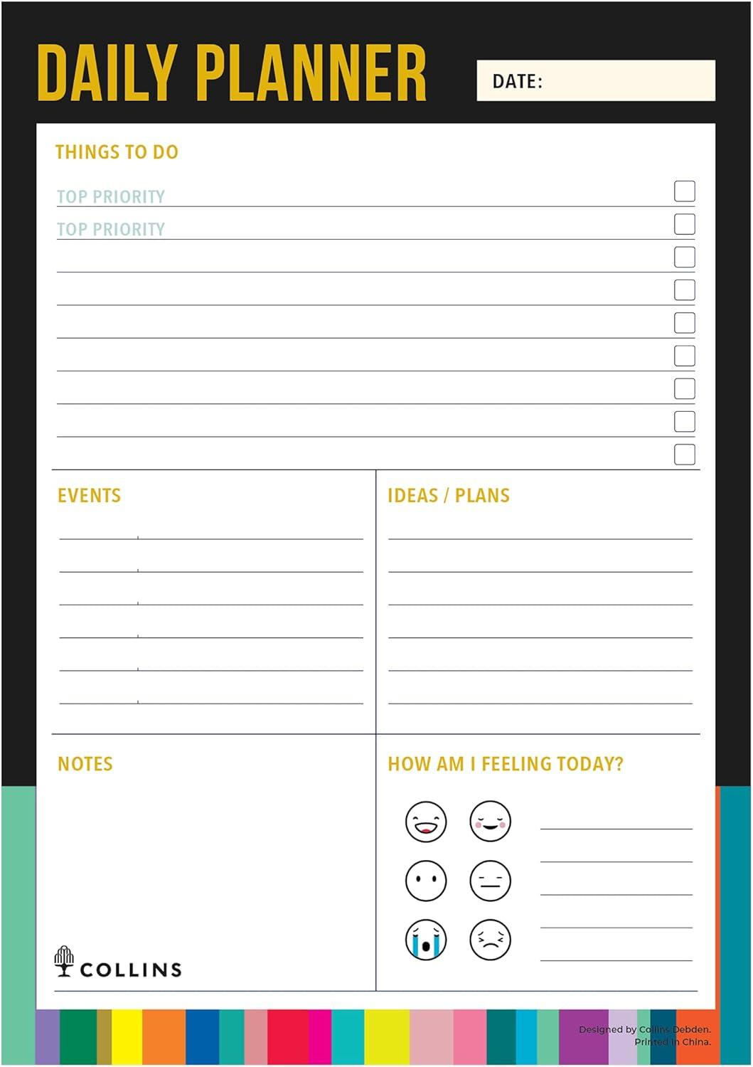 image:imageCollins Edge Rainbow Daily Planner Pad Desk Pad Daily Calendar 2023 Page A Day Layout Cute Undated Planner with 60 sheets A5 Size