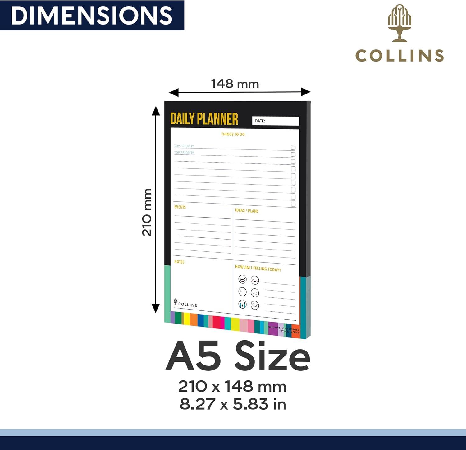 image:imageCollins Edge Rainbow Daily Planner Pad Desk Pad Daily Calendar 2023 Page A Day Layout Cute Undated Planner with 60 sheets A5 Size