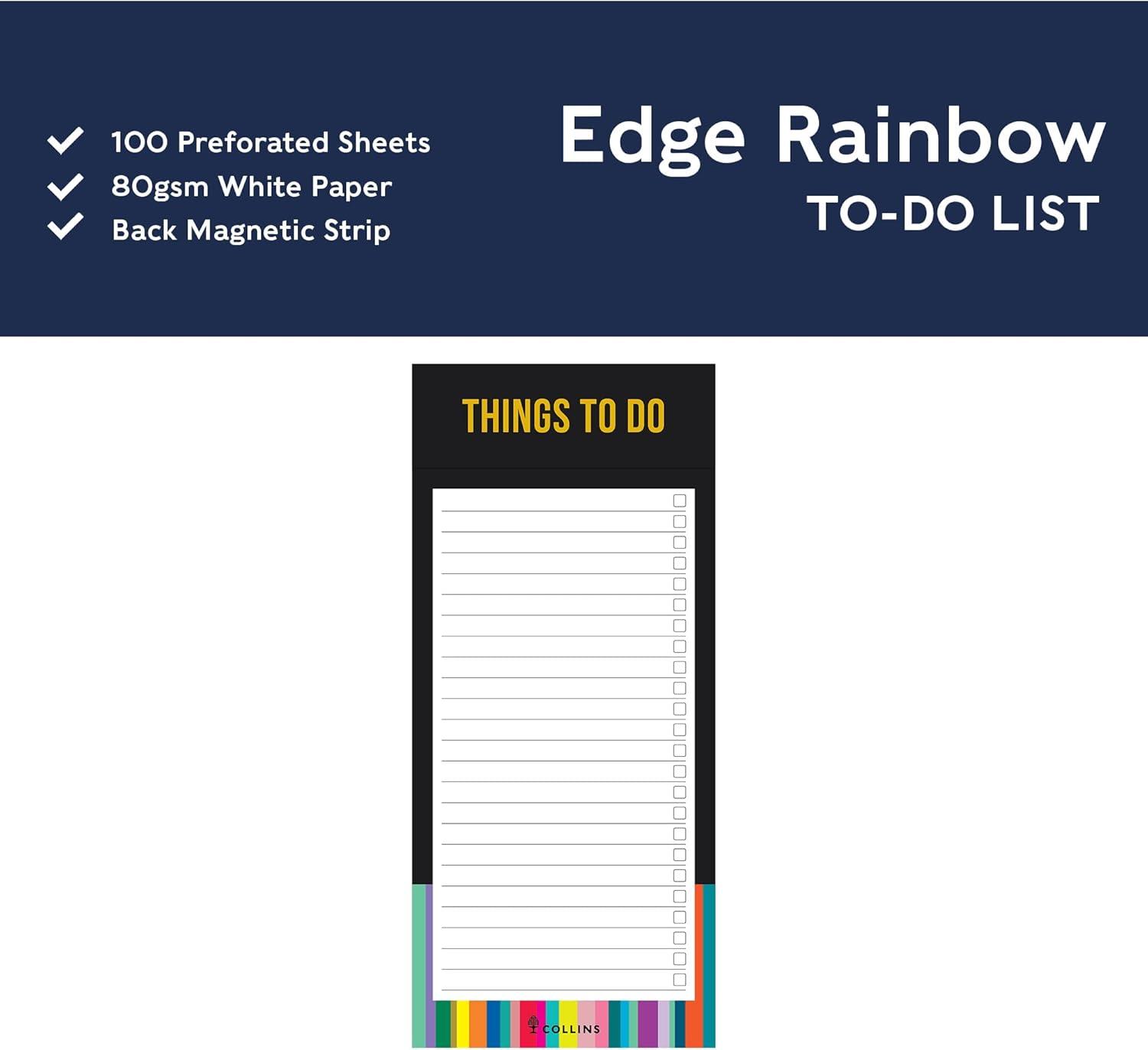 image:imageCollins Edge Rainbow Magnetic Notepad To Do List Slim Magnetic To Do List for Fridge Grocery List Notepad and Daily Planner Pad Cute Notepads for Women and Men