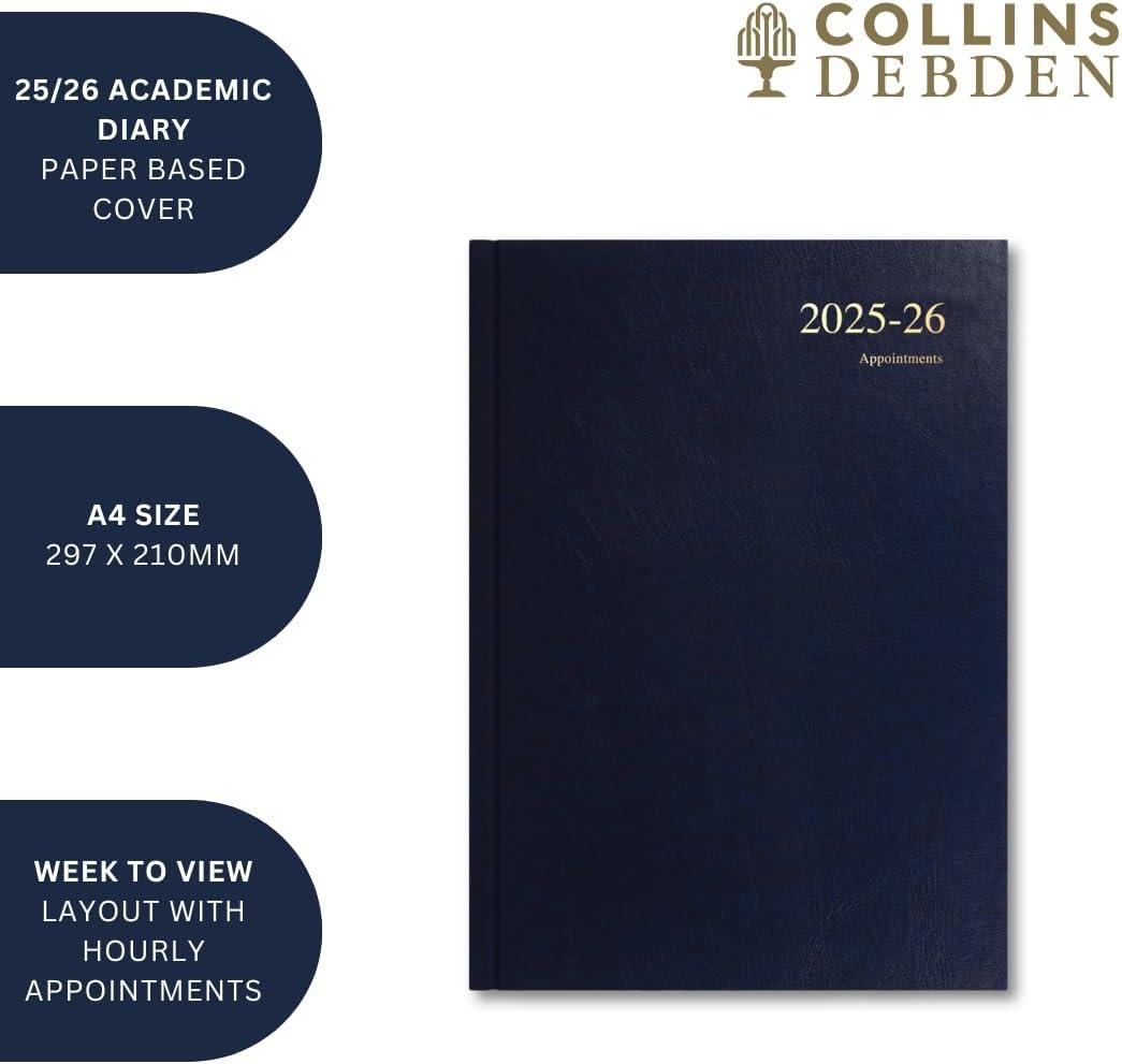 image:imageCollins Essentials 12 Month MidAcademic Year Planner July 2025July 2026 WeektoView Appointments Diary A5 Hard Cover RedDark Blue