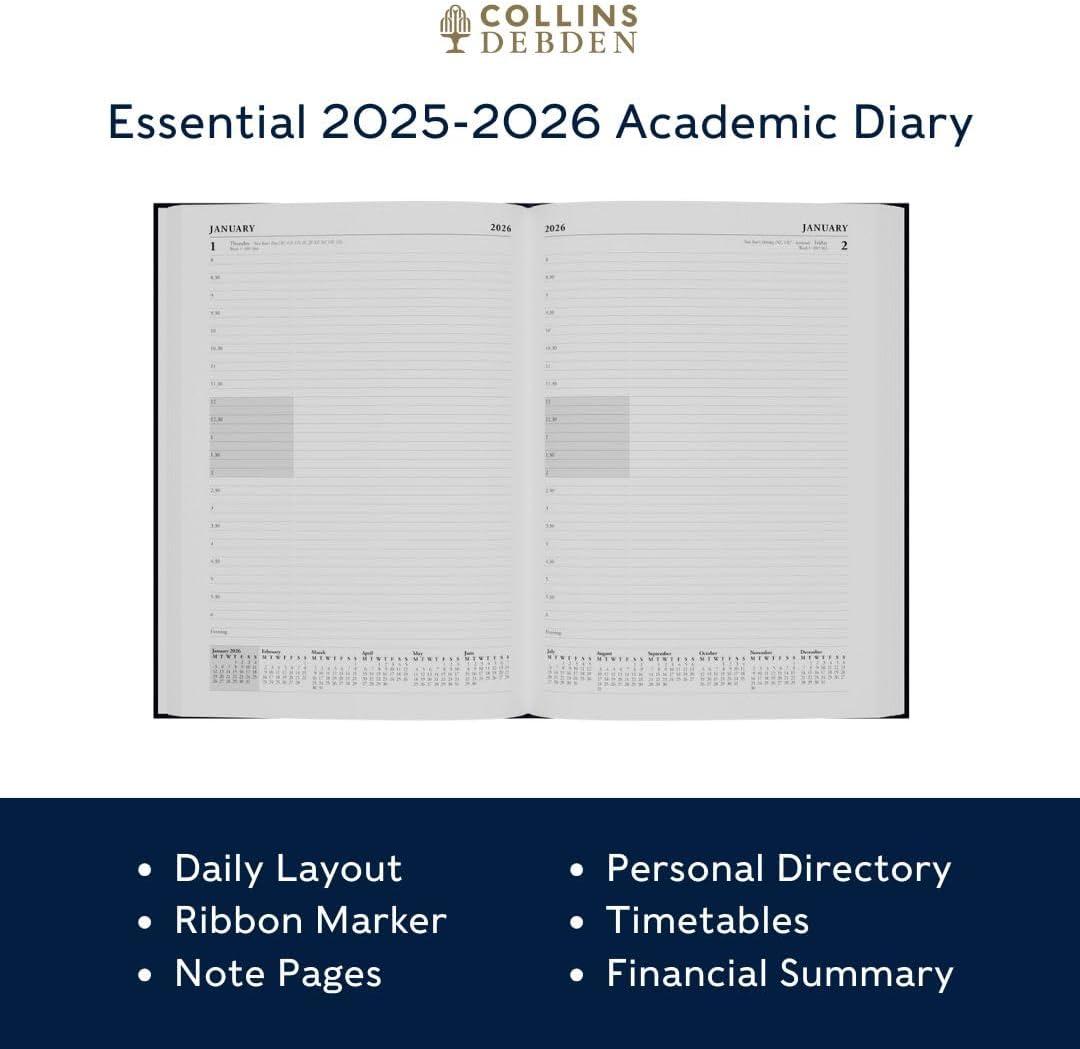 image:imageCollins Essentials 12 Month MidAcademic Year Planner July 2025July 2026 WeektoView Appointments Diary A5 Hard Cover RedPink
