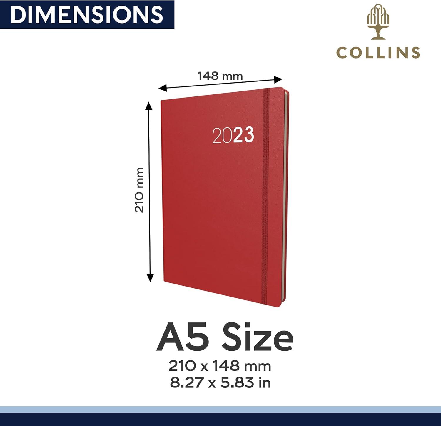 image:imageCollins Legacy A5 Day To Page 2023 Diary Red CL511523 Complete Planner Agenda and Journal with Soft Touch Cover