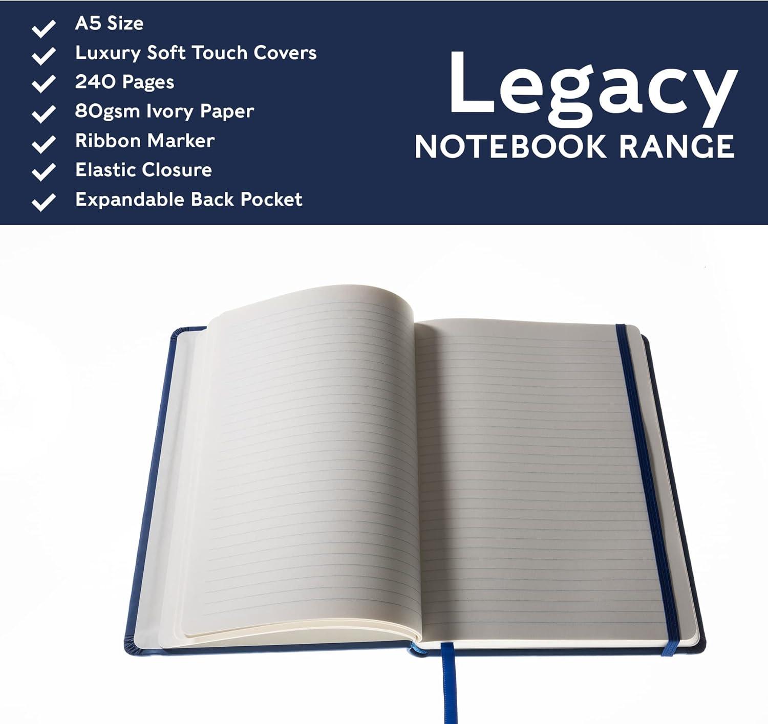 image:imageCollins Legacy A5 Hard Cover Notebook 240 80gsm Ruled Pages Pink Cover