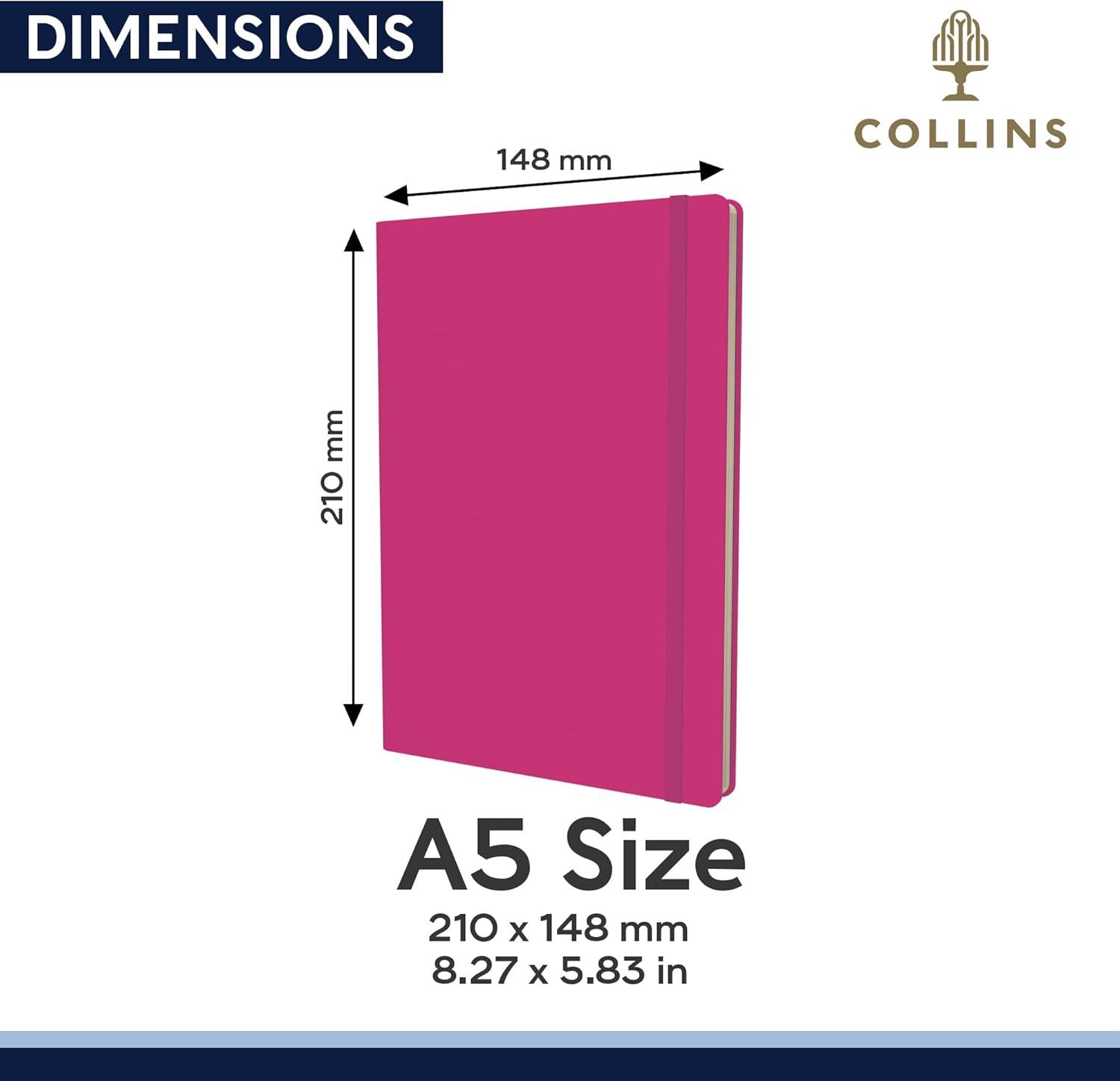 image:imageCollins Legacy A5 Hard Cover Notebook 240 80gsm Ruled Pages Pink Cover