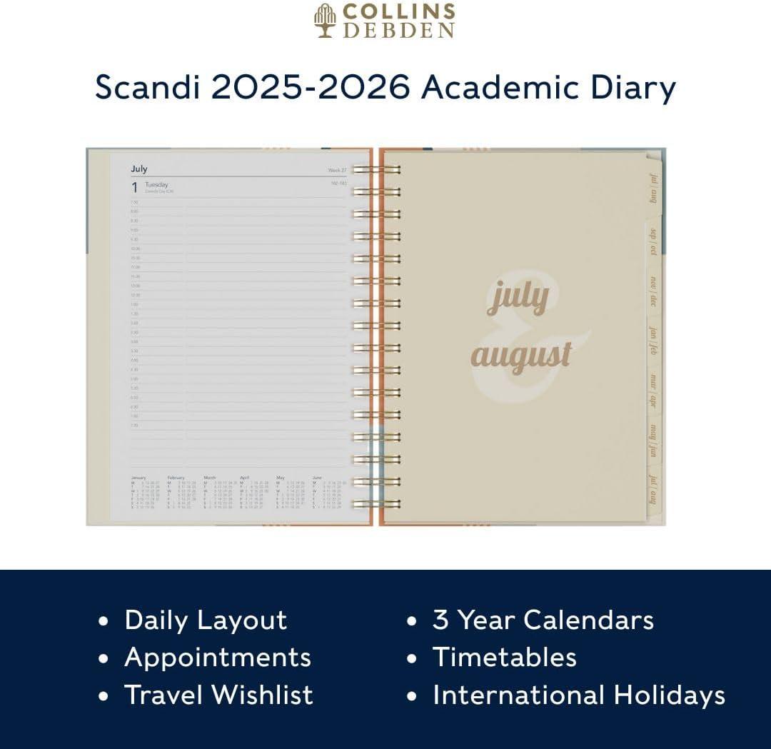 image:imageCollins Scandi 14 Month Planner July 2025August 2026 DaytoPage Diary A5 Hard Cover PeachPink