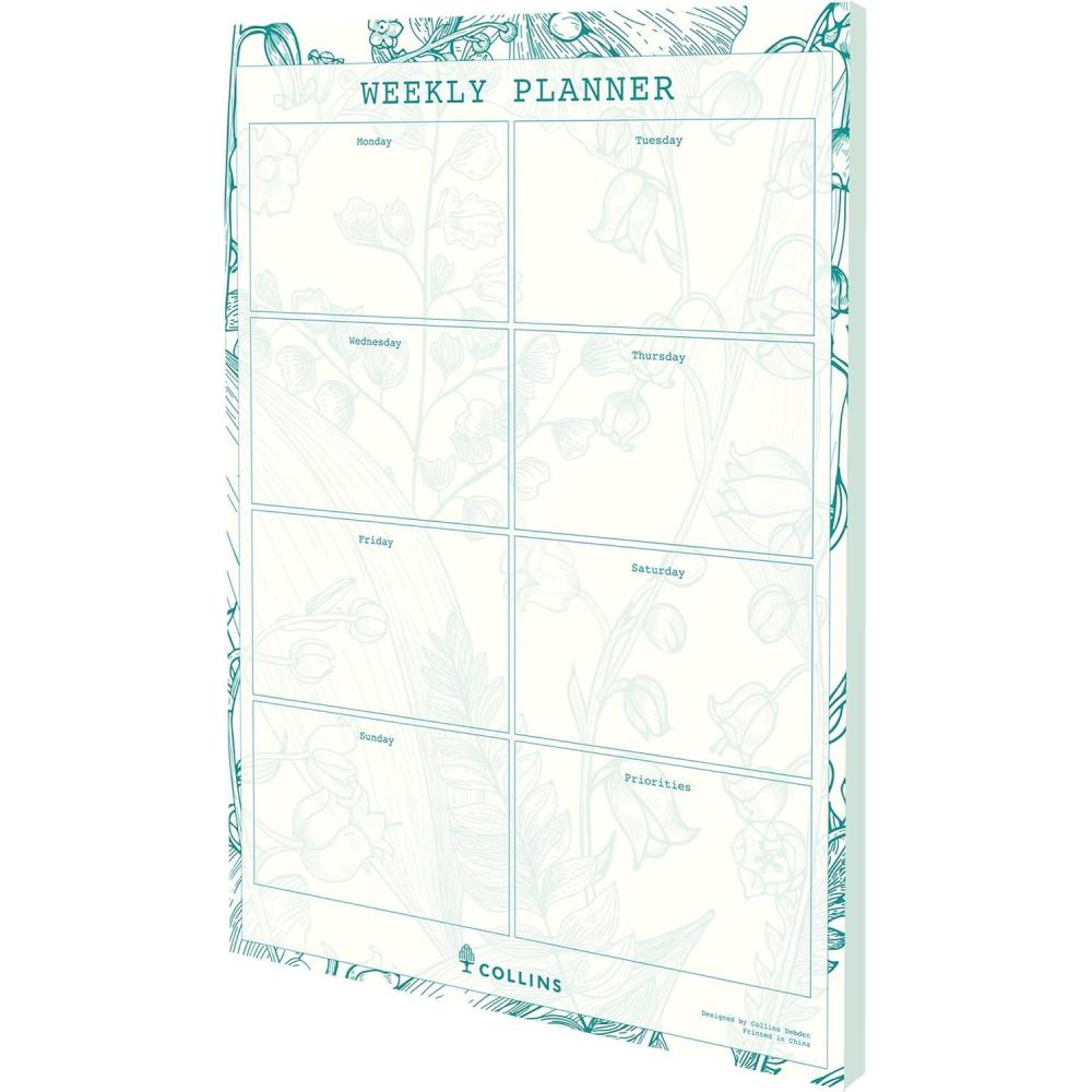 image:imageCollins Tara Weekly Planner Pad Desk Pad Calendar Planner 2023 Cute Undated Planner with 60 sheets 2023 Weekly Planner 85 x 11 Inches Letter Size WhiteGreen
