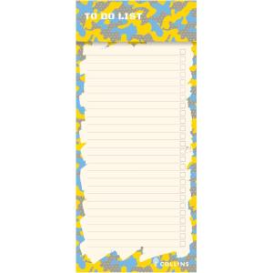 image:imageCollins Edge Camo To Do Pad  100 Perforated Sheets with Magnet Strip  Slim Narrow Ruled Notepad For Daily Routine Work  230 x 102 mm Yellow